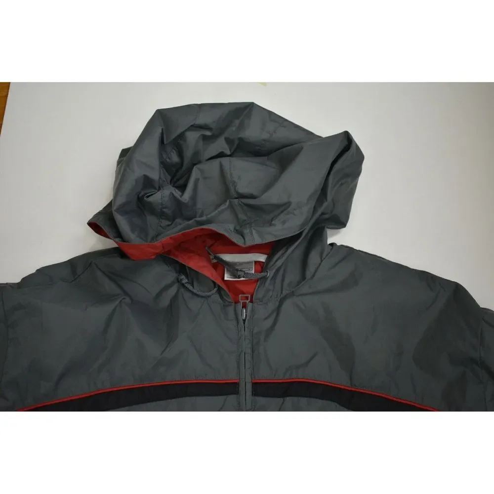 Nike Mens Grey Zip Front Long Sleeve Athletic Windbreaker Running Hood Jacket L - Picture 5 of 9